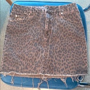 Cheetah denim mini skirt